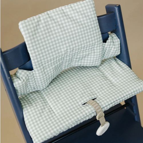 Sage Green Gingham Cushion for the Stokke Tripp Trapp Highchair | Little Joy Co.