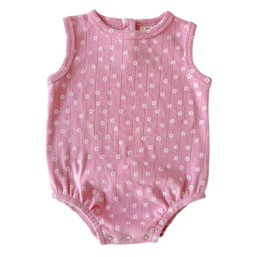 Pink Flower / Organic Pointelle Dune Bubble