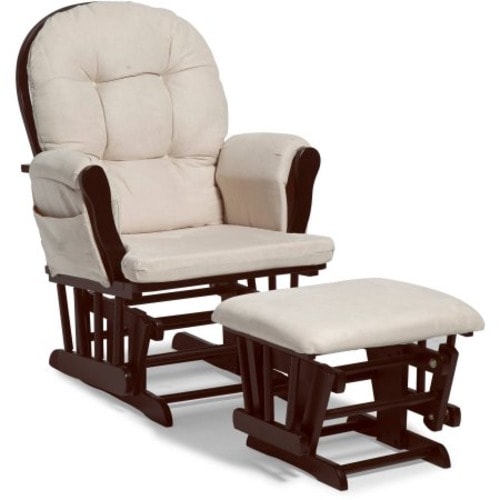 Storkcraft Bowback Glider and Ottoman Espresso with Beige