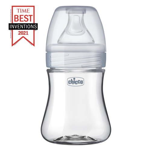 Chicco Duo Hybrid Baby Bottle, Invinci-Glass Inside/Plastic Outside, 5oz - Neutral, New