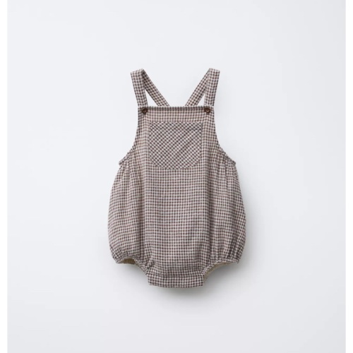PLAID ROMPER - Brown / Ecru | ZARA United States