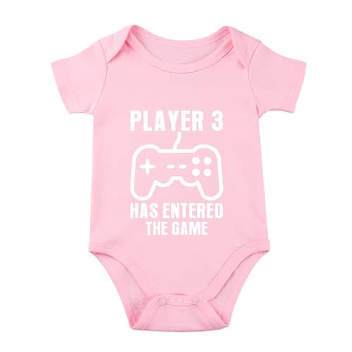 listery Baby Announcement Gamer Newborn Funny Baby Player 3 Has Entered The Game Boy Bodysuit Gamer Clothes