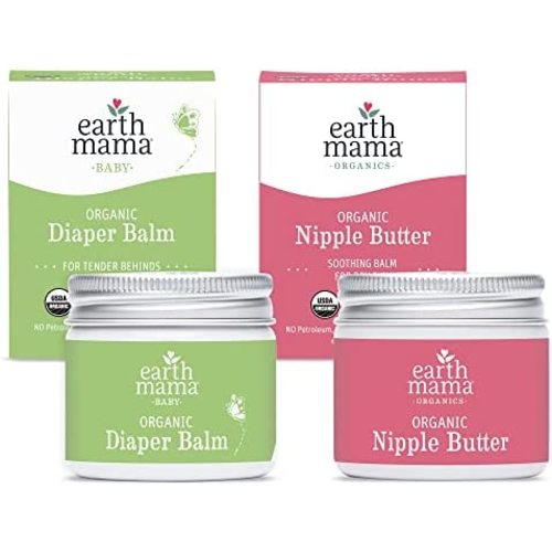 Earth Mama 2-Piece Gift Set, Organic Diaper Balm and Organic Nipple Butter Breastfeeding Cream