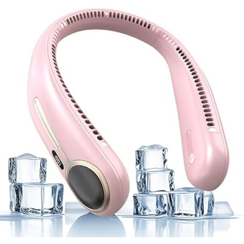 Kinhowly Portable Neck Fan,Hands Free Personal Wearable Bladeless Fan,6000mAh USB Rechargeable,360° Cooling,LED Display,4-Speeds,Birthday Gifts for Men Women Dad Mom,Mothers Day Gifts (Pink)