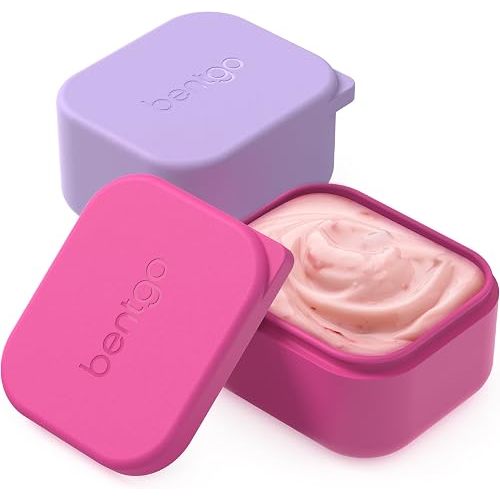 Bentgo Sidekicks 2-Pack Silicone Container Set - Dipping Sauce Cups for Condiments & Small Snacks, Reusable, Durable, & Leak-Proof Liquid Storage, Salad Dressing Container - 2.6 oz (Lavender & Pink)