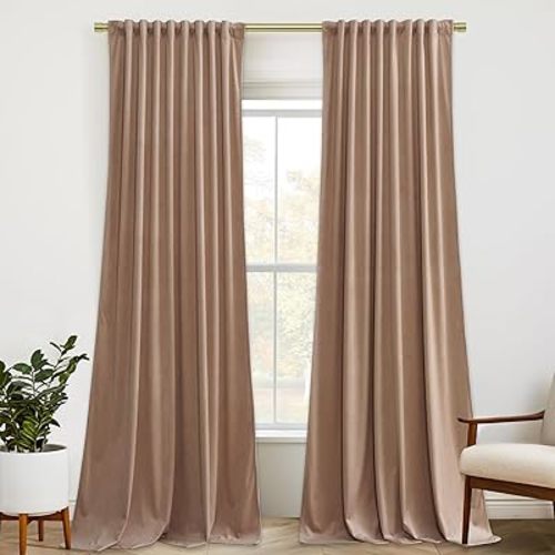 StangH Nursery Bedroom Curtains 96 inches Long, Blush Beige Soft Room Darkening Window Treatment for Living Room Sliding Door/Girls Closet/Office, W52 x L96, 2 Panels