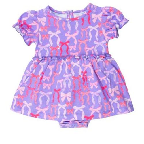 RuffleButts Baby/Toddler Girls Knit Puff Sleeve Skirted Romper