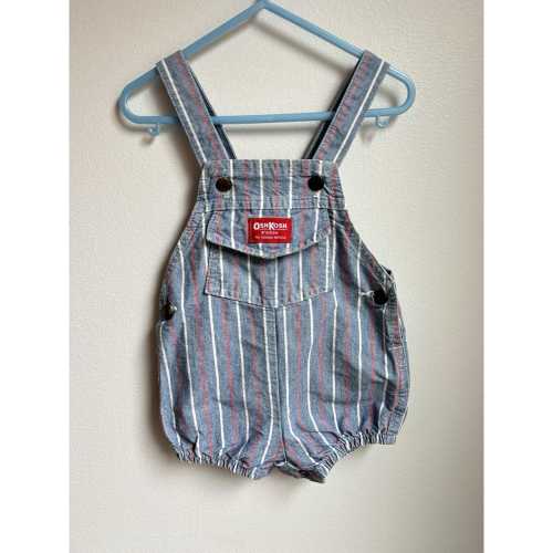 Vintage OshKosh B'Gosh Vestbak Bubble Romper Dog Beach Overalls USA 24M