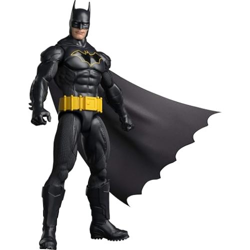 Mattel DC 12-Inch Batman Action Figure, Black Batsuit with Yellow Belt & Fabric Cape, Detailed Design & 7 Points of Articulation