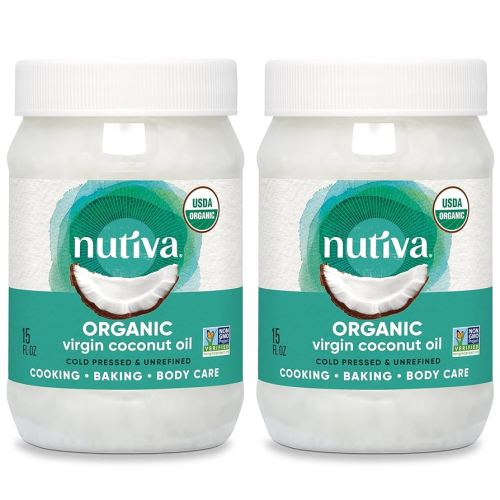 Nutiva Organic, Cold-Pressed, Unrefined, Virgin Coconut Oil from Fresh, non-GMO, Sustainably Farmed Coconuts, 15 Fl Oz (Pack of 2)