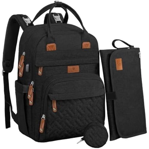 Diaper Bag Backpack –Large Multifunction Travel Baby Bag- ChangingPad,StrollerStraps for Moms & Dads –Newborn Essentials