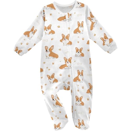 SHJI Baby One-Piece Footies Long Sleeve Rompers Pajamas Zip Front Pjs for Boys Girls kids