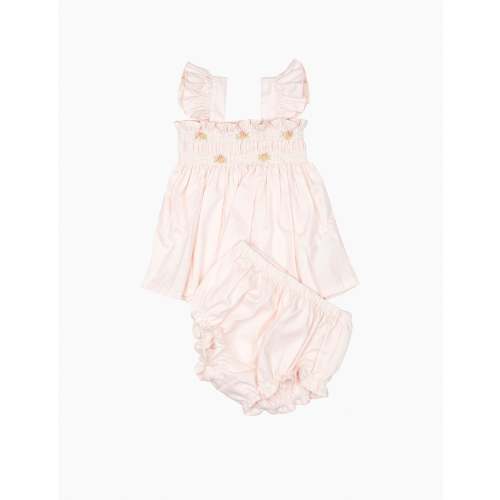 Embroidered Flutter Set in Pink