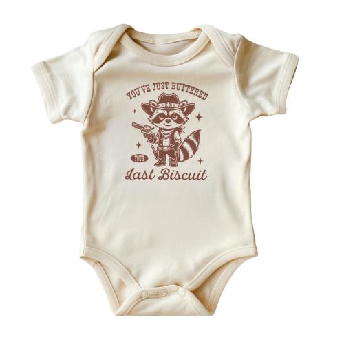 You've Just Buttered Your Last Biscuit Baby Bodysuit • Funny Southern Baby Onesies® • Natural Color Baby Clothing • Printed in USA