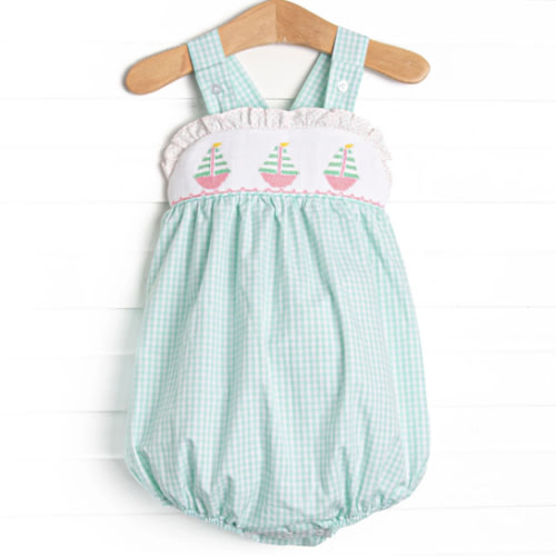 Striped Sails Smocked Bubble, Mint – Stitchy Fish