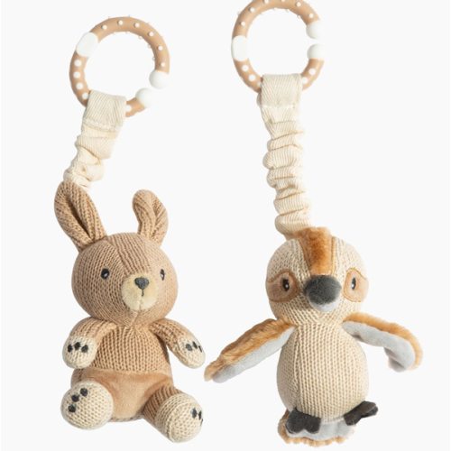 2 Pack Stroller Toys - Kangaroo & Kookaburra