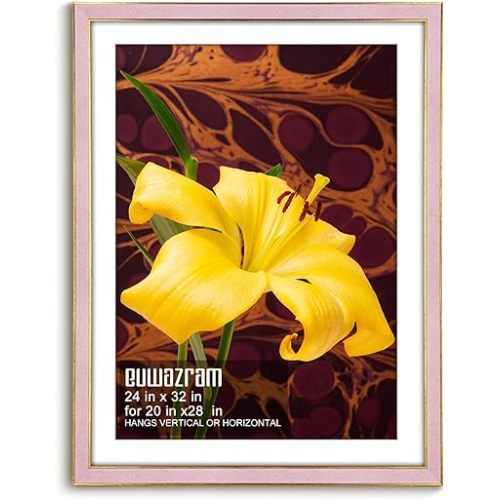 Suede 24x32 Frame - Single Frame, Christmas Elegant Pink 24 x 32 Poster Frame with Mat for 20x28, 24x32 Picture Frames for Artwork, Puzzles, Photos and Movie Posters