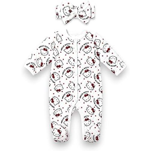 Hello Kitty Baby Girls' Footies Newborn Snap Buttons Onesie Romper