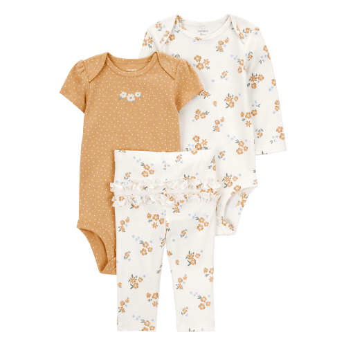 Baby Girl 3-Piece Floral Little Character Set® - Gold/White - Carter's | Carter's