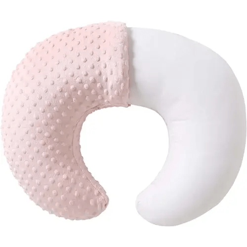 Nursing Pillow and Positioner, Breastfeeding, Bottle Feeding, Baby Sitting Support with Removable Ultra Soft Cover, Tummy Time Support for Baby Boys and Girls (Lightpink)