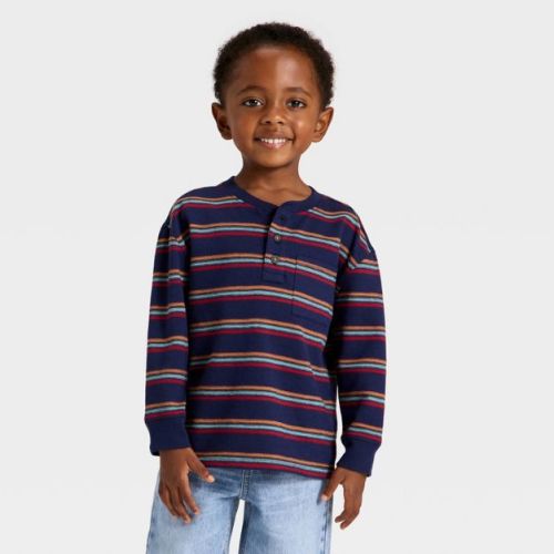 Toddler Boys' Textured Long Sleeve Knit Shirt - Cat & Jack™