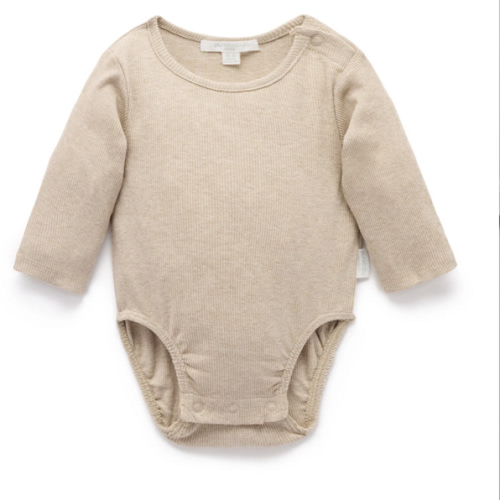 Navy Long Sleeve Ribbed Bodysuit - Baby Bodysuits - Purebaby - Purebaby
