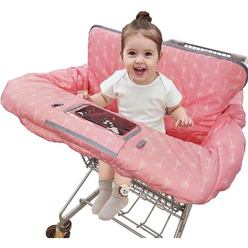 Shopping Cart Covers for Baby Girl, Cotton High Chair Cover, Machine Washable for Infant, Toddler (Pink)