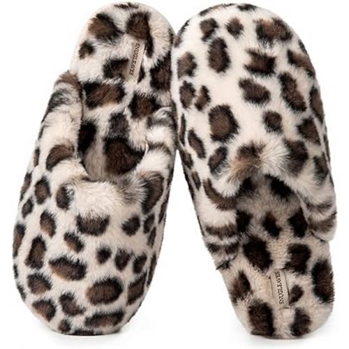 Snug Leaves Women's Fuzzy Scuff Slippers Soft Comfy Memory Foam Non-slip Indoor House Shoes