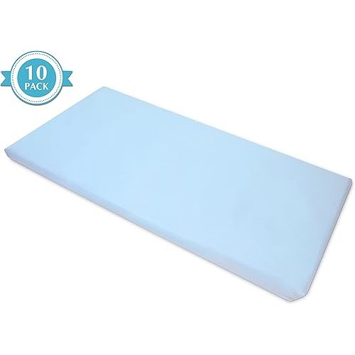 American Baby Company 10 Pack 100% Cotton Percale Fitted Nap Mat Sheet with Elastic Corners, 24" x 48" x 4" - Soft & Breathable Rest Mat Sheet or Nap Mat Cover for Daycare & Preschool, Blue
