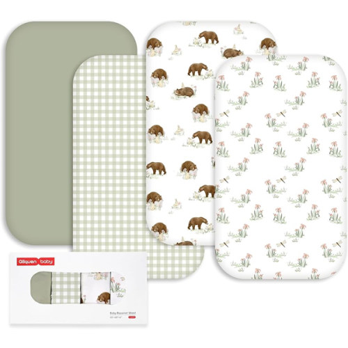 Amazon.com: Gllquen Baby Bedside Sleeper Bassinet Sheets 33x20 Inch 4 Pack Girl Boy | Soft OEKO-TEX Certified Bassinet Crib Sheet, Compatible with Baby Delight, Newton Rectangle Bassinet Mattress, Forest Tale