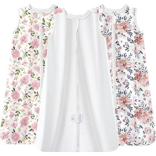 TotAha Sleep Sack 6-12-15 Months 3-Pack,Stretchy,Buttery Soft Swaddle Transition Sleeping Bag,Light Baby Wearable Blanket with 2-Way Safe Zippers for Boys and Girls, 0.5 TOG