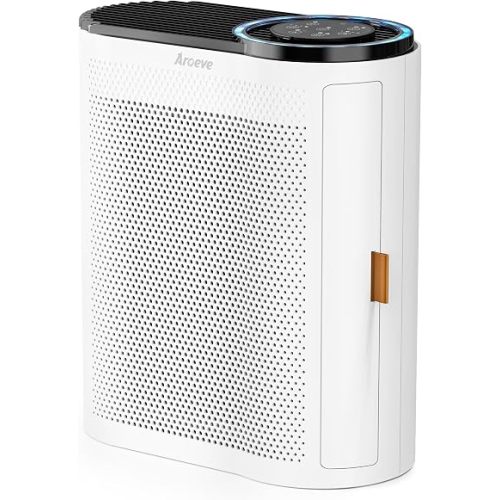 AROEVE Air Purifier for Home Air Quality Sensors and Auto Function Ultra-Quiet Sleep Mode Air Cleaner for Dust, Pet Dander, Smoke, Pollen for Bedroom and Office-AP04(White)