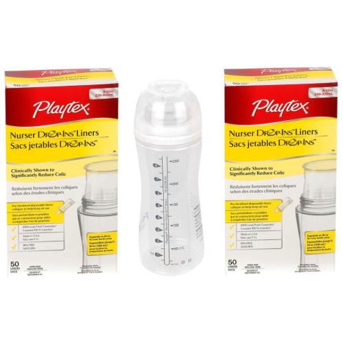 Playtex Nurser Drop-Ins Liners 2 - 8 Ounce with Free Nurser - 50 Count