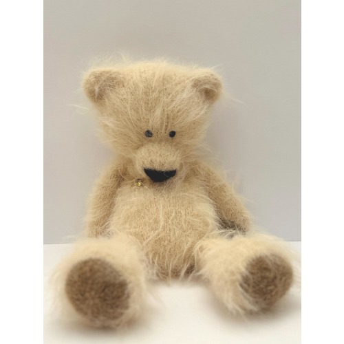 Milk Knitted Teddy Bear 15.7" Handmade Newborn Photography Prop, Artist Teddy Plush Collectible Toy, Decor, Teddy Bear Toy for Baby Gift