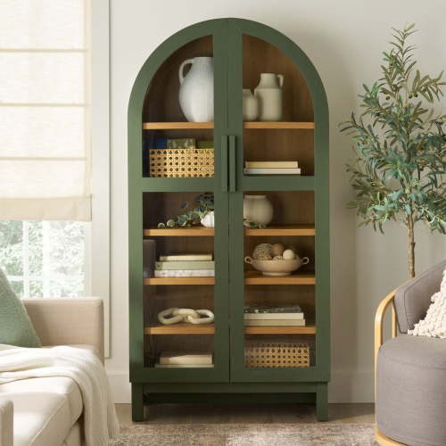 Better Homes & Gardens Juliet Arch Accent Cabinet, Deep Green Finish