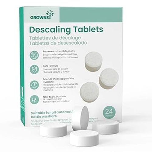 GROWNSY Descaling Tablets for Bottle Washers, Descaler Tablets to Remove Limescale & Mineral Buildup, Compatible with Momcozy and Baby Brezza Baby Bottle Washer, 24 Count