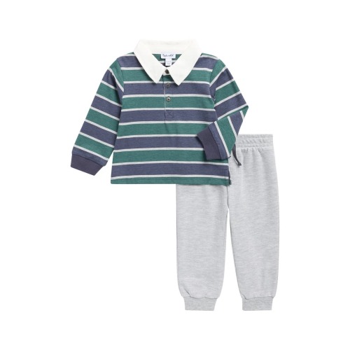 Preppy Stripe Polo & Joggers Set, 12-18M