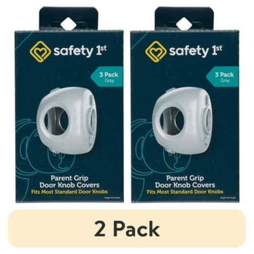 (2 pack) Safety 1st Parent Grip Door Knob Covers, Gray, 3 Pack, Toddler