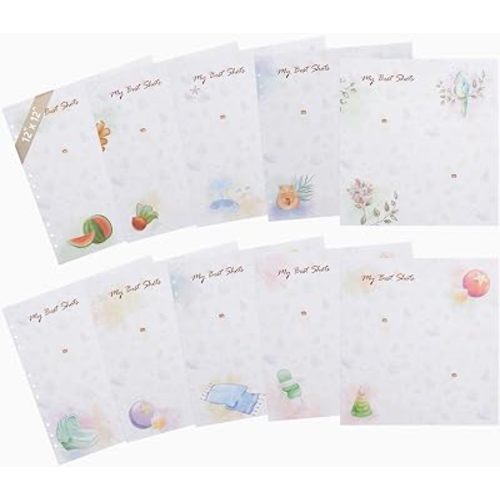 Yulka Crafts Baby Memory Book Extra Pages for Photos – Baby Book “Choose Joy” | 10 Additional Paper Sheets for Loose-Leaf Baby Photo Album Keepsake Journal for Newborn Girls Boys | Refill Paper Set