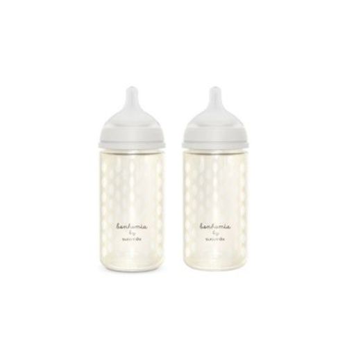 Suavinex Bonhomia SX PRO Glass Anti-Colic Baby Bottles with Medium Flow - 8 fl oz/2pk - Beige