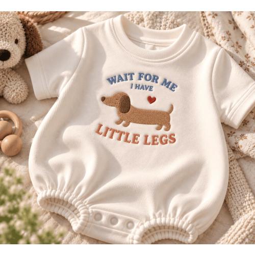 Wait For Me I Have Little Legs Embroidered Romper, Dachshund Baby Outfit, Funny Dog Baby Gift, Wiener Dog Baby Shower Gift