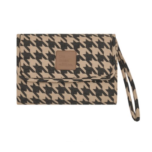 Black Houndstooth Linen Change Mat