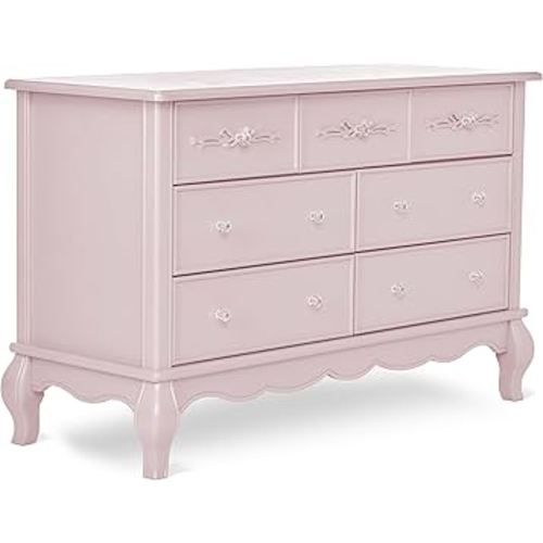 Evolur Aurora 7 Drawer Double Dresser, Dusty Rose