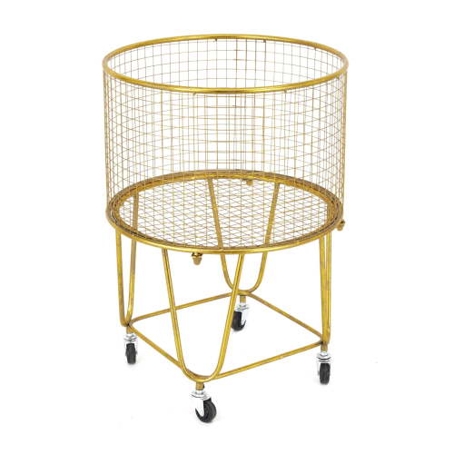 DecMode Gold Metal Storage Cart with Wheels