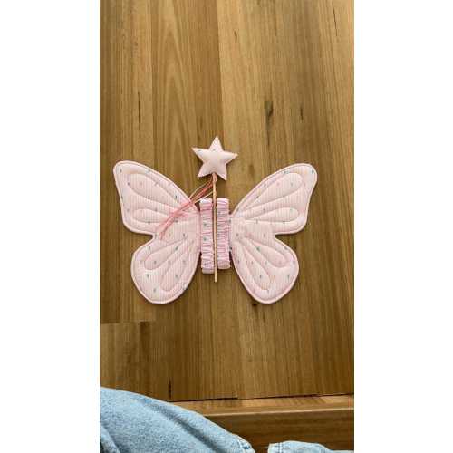Handmade Quilted Fairy Wings and Star Wand Set | Pink Sprinkle Dress-Up Costume for Kids