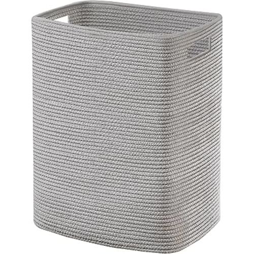 Large Laundry Hamper 16"x13"x22" - Tall Woven Laundry Basket, Cotton Rope Dirty Clothes Hamper, Baby Kids Nursery Wicker Laundry Basket, Bedroom Aesthetic, Soft Laundry Bin, Gray Hamper, 75L