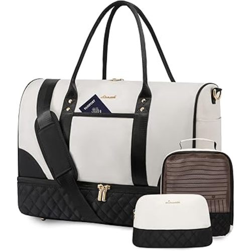 LOVEVOOK Travel Bag,Weekender Bag for Women Travel Duffle Bag with Shoe Compartment,Carry on Overnight Bag with Wet Pocket,Gym Yoga Duffel Bag,Hospital Bags for Labor and Delivery,3 Pcs Set