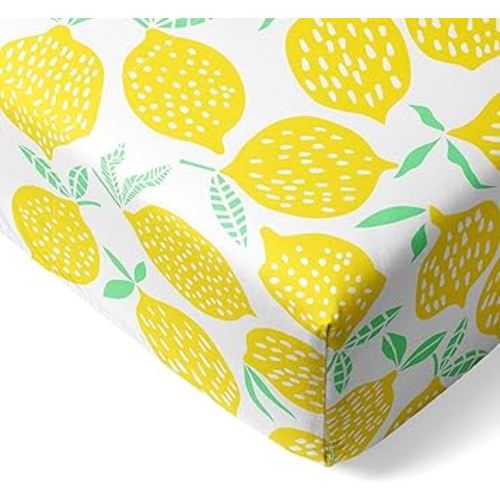 Little Sleepies Baby Crib Sheets, Buttery Soft Viscose from Bamboo Crib Sheets for Boys & Girls, Toddler Bed Sheet, Standard Crib Mattress Sheet, Super Stretchy & Elasticized (Lemon)