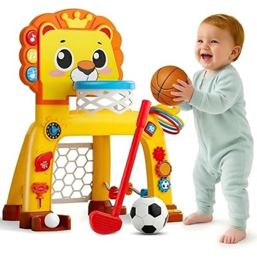 nicknack 4-in-1 Toddler Basketball Hoop & Soccer Goal, Toys for 1 Year Old