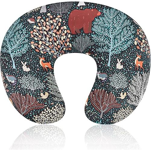 Baby Nursing Pillow Cover, Woodland Breastfeeding Pillow Slipcover Girls Boys, Nursing Pillow Case for Newborn, Soft Fabric Fits Snug On Infant, Washable and Breathable, Animals